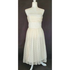 Helen Wang Off White Dress Formal Sheer Layered Silk Strapless Wedding NEW 6